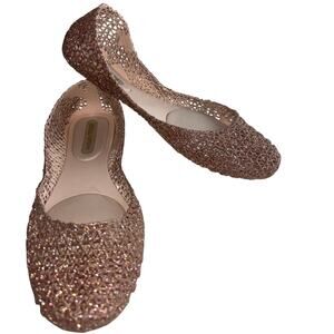 Melissa + Campana Glitter Ballet Flats – Women’s Size 8
Color: Rose Gold / Blush